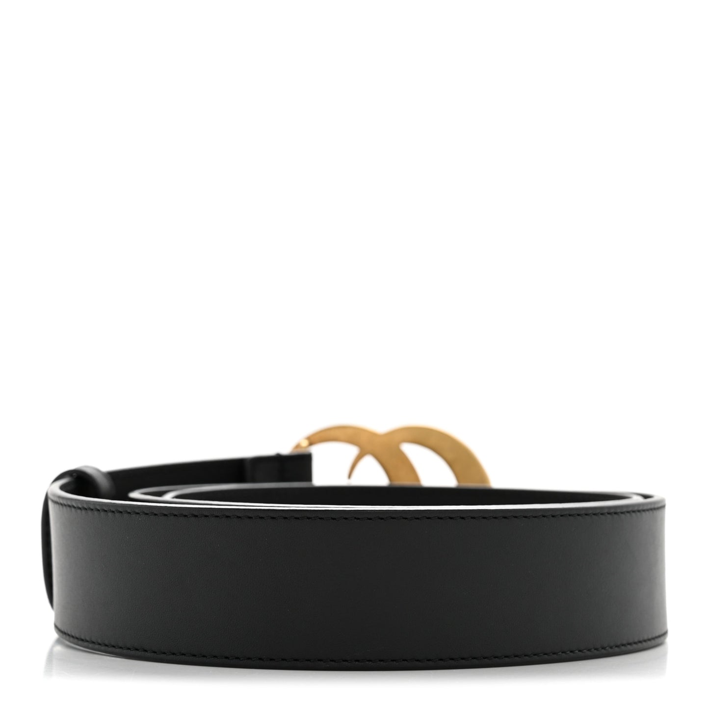 Moon Calfskin Pearl Double G 40mm Belt 90 36 Black Cream