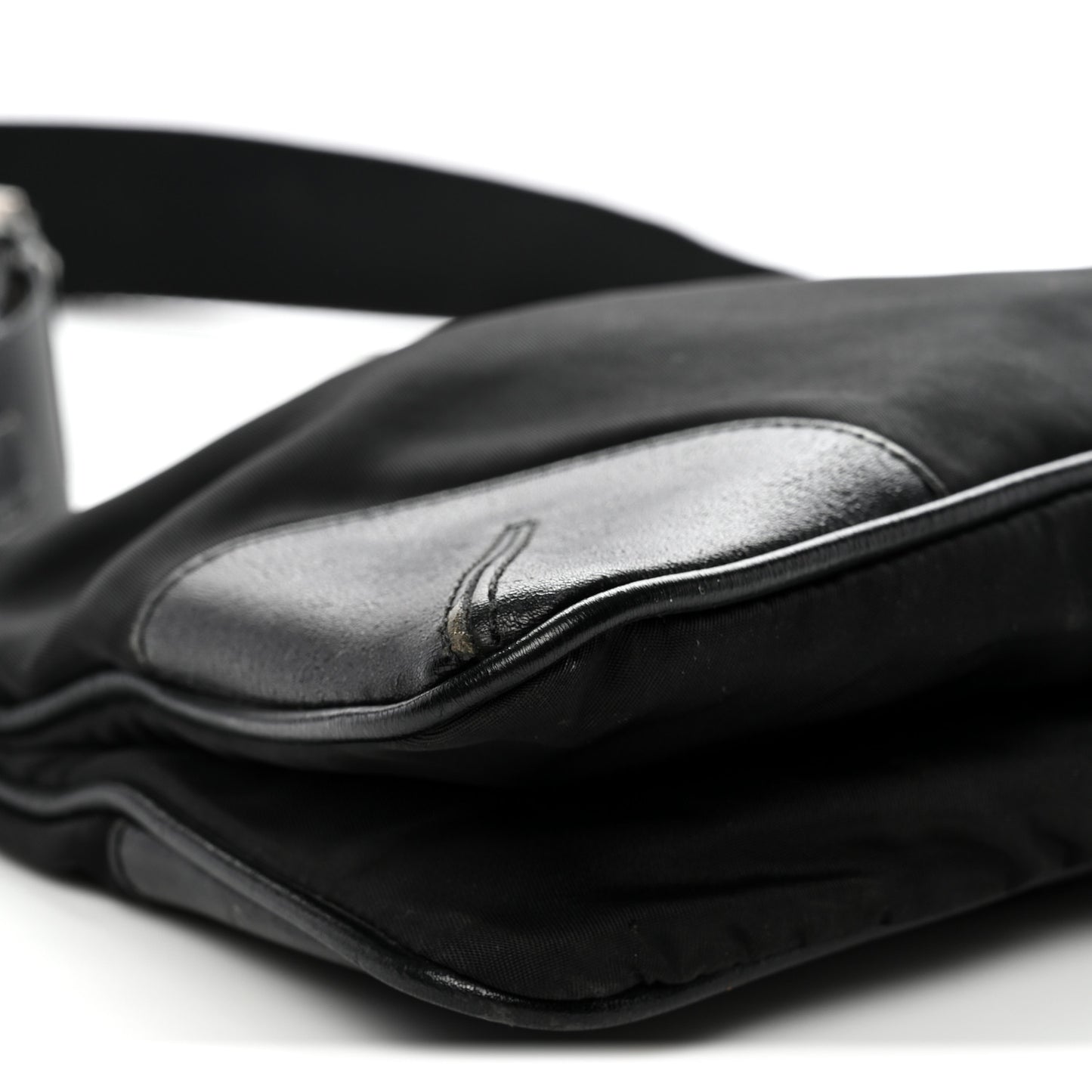 Tessuto Light Nylon Soft Calf Shoulder Bag Black