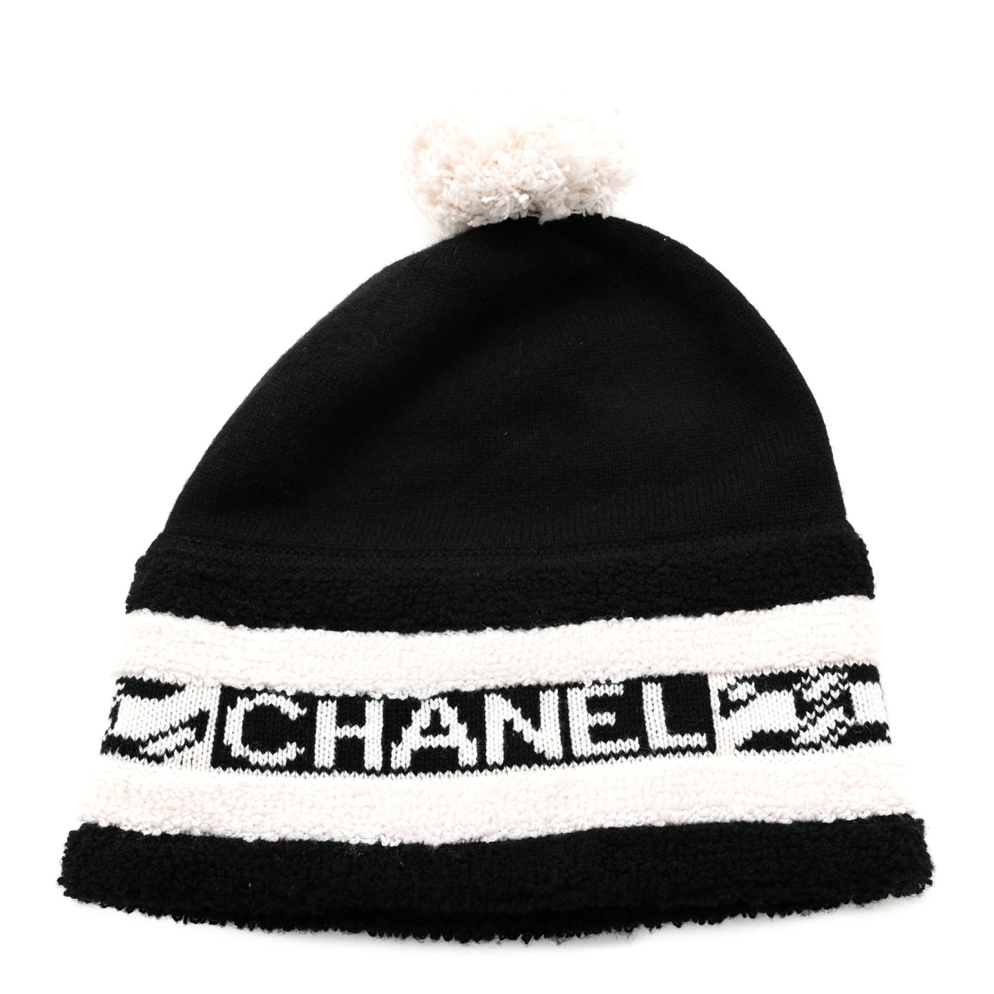 Cashmere CC Beanie Hat Ecru Black