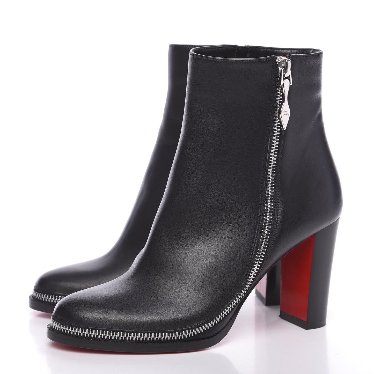 Calfskin Telezip 85 Ankle Bootie 37 Black
