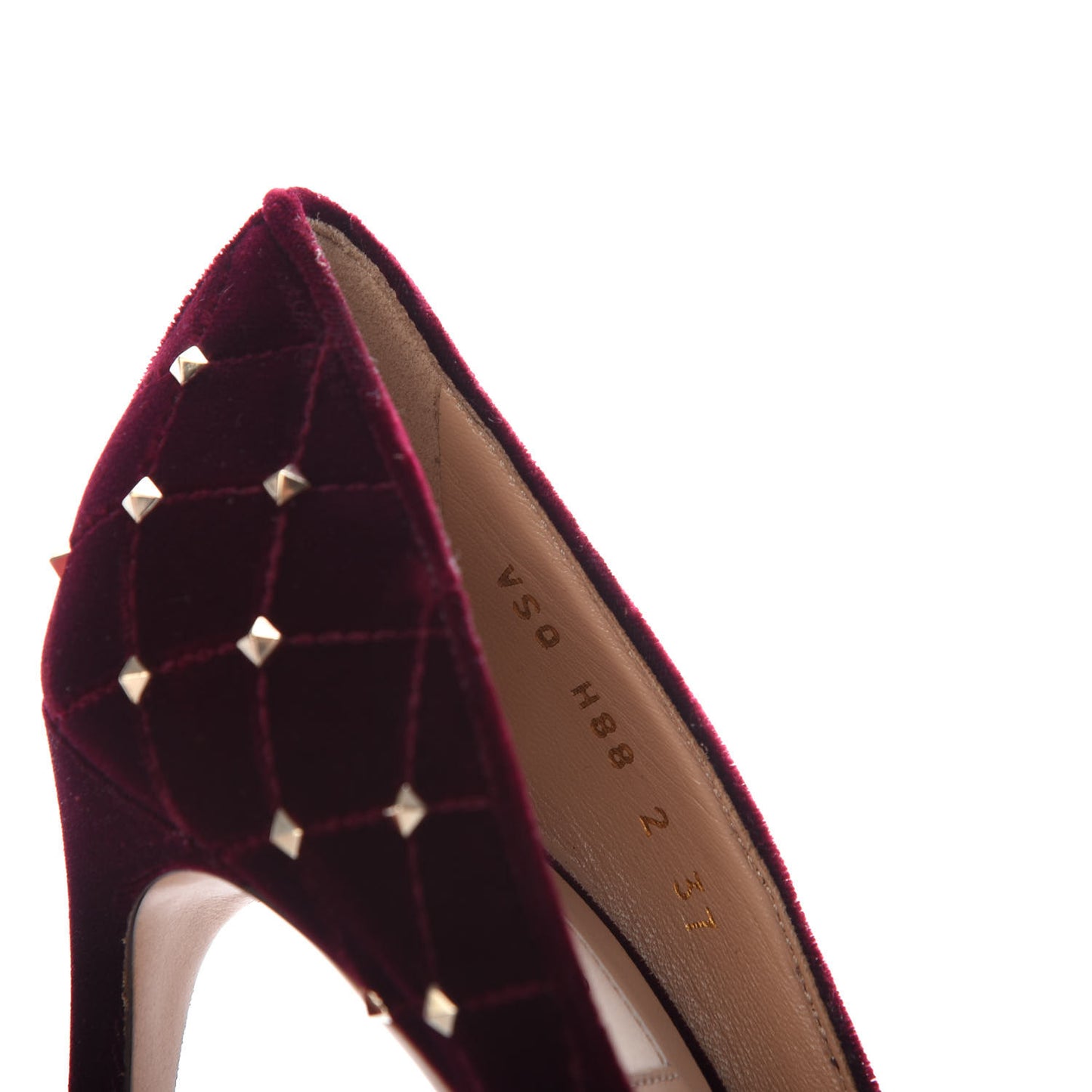 Velvet Rockstud Spike 105mm Pumps 37 Rubino