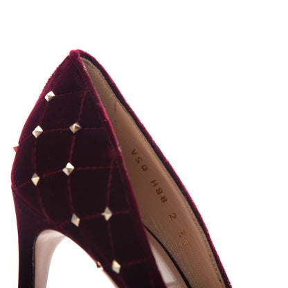 Valentino Garavani Velvet Rockstud Spike 105mm Pumps 37 Rubino 8 of 9