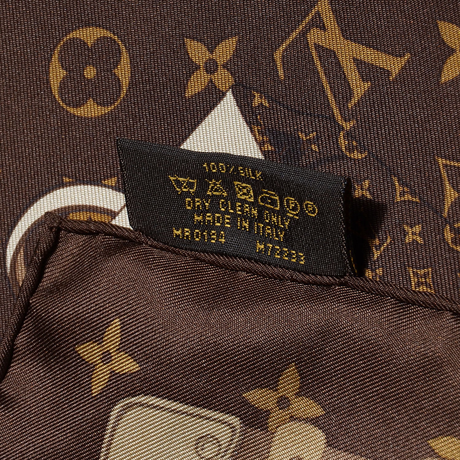 Louis Vuitton Silk Monogram Trunks Square Scarf Brown 5 of 5