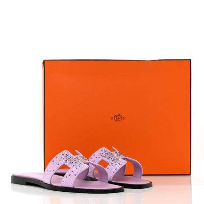 Hermes Suede Goatskin Crystal Oran Sandals 35.5 Violet Amethyste 9 of 9