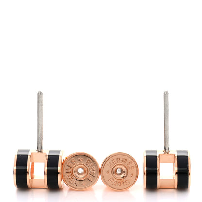 Hermes Rose Gold Lacquered Mini Pop H Earrings Black 3 of 5