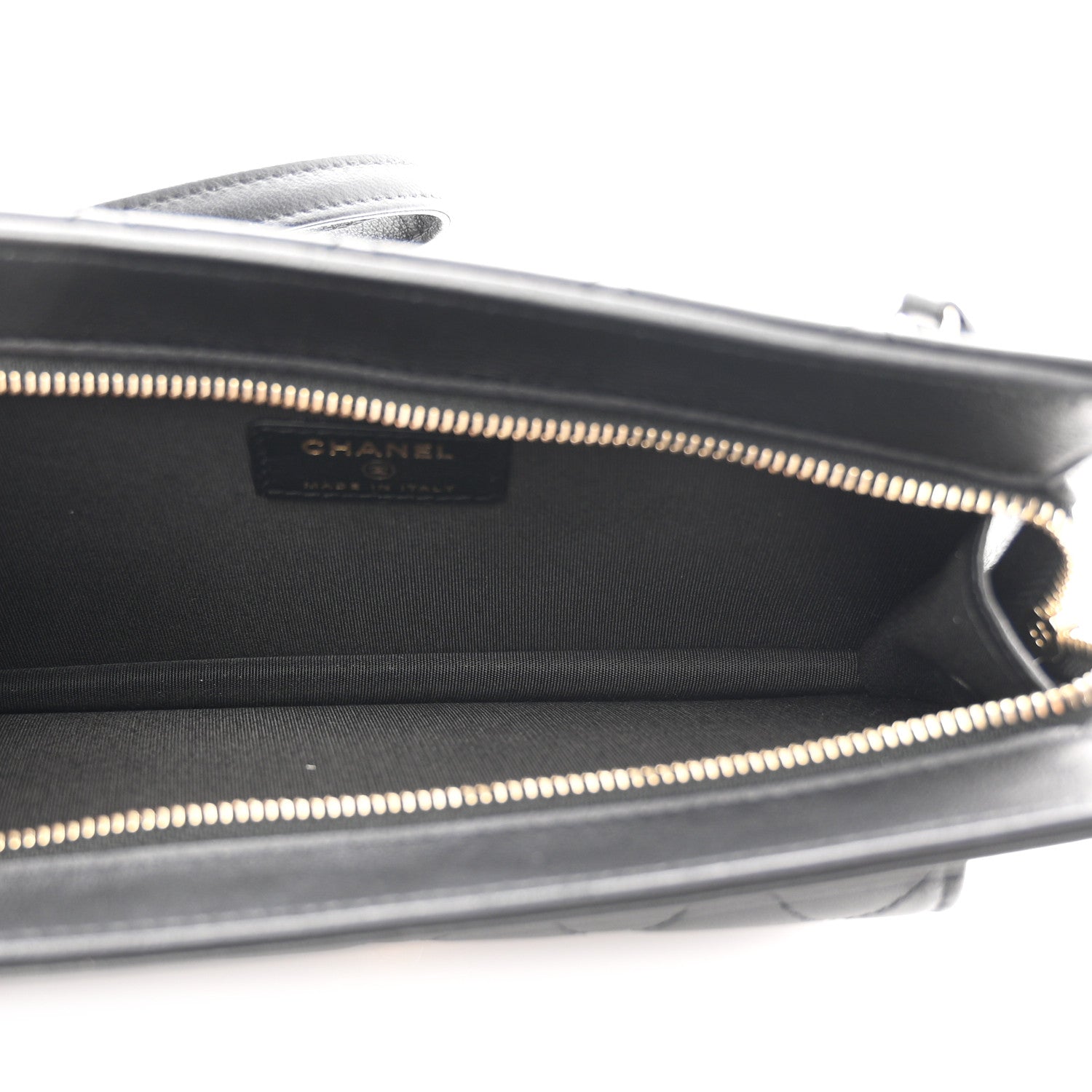 Chanel Lambskin Quilted Front Pocket Wristlet Black 5 of 7
