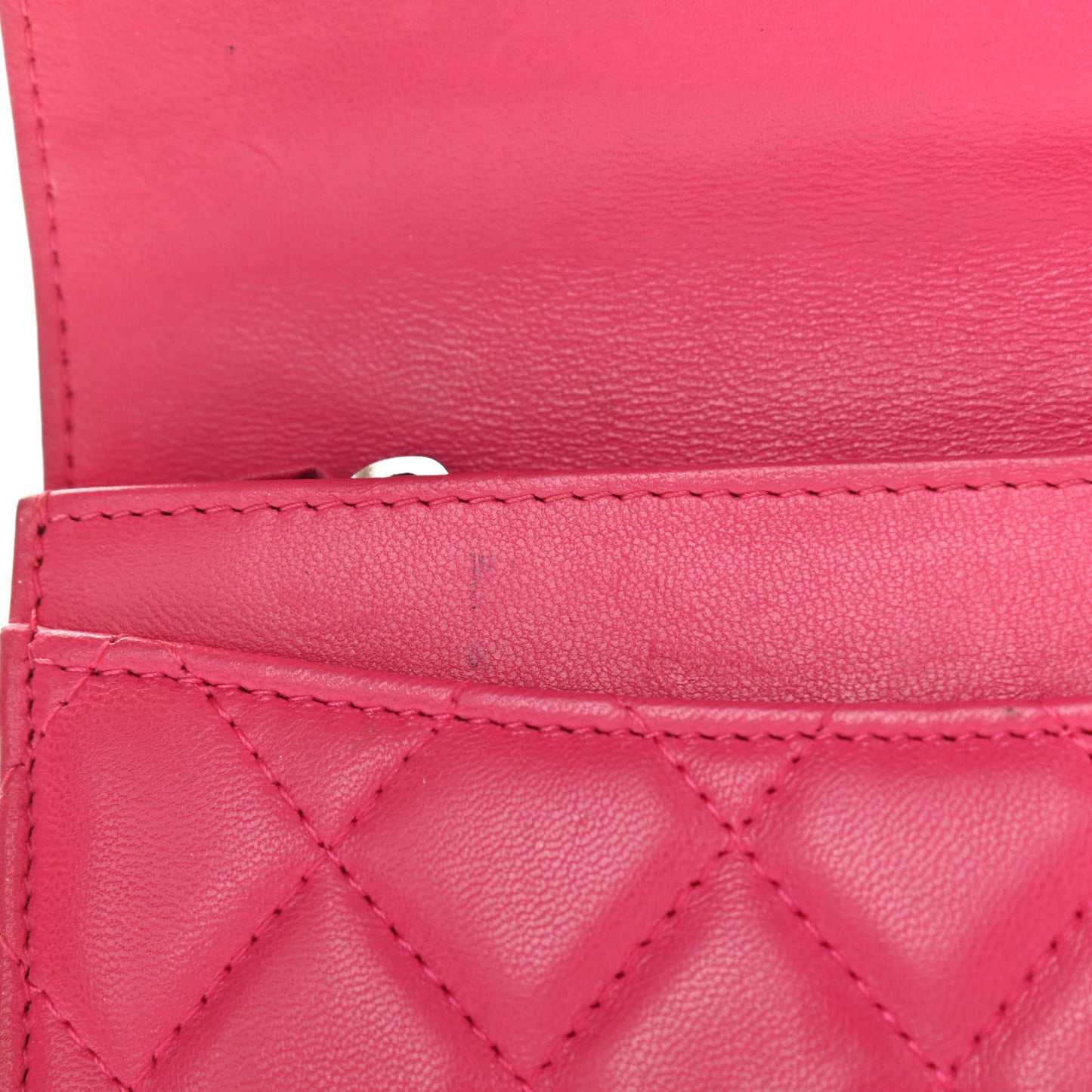 Lambskin Quilted Small Flap Wallet Pink