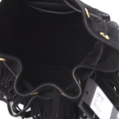 Saint Laurent Suede Calfskin Medium Emmanuelle Fringe Bucket Bag Black 5 of 9