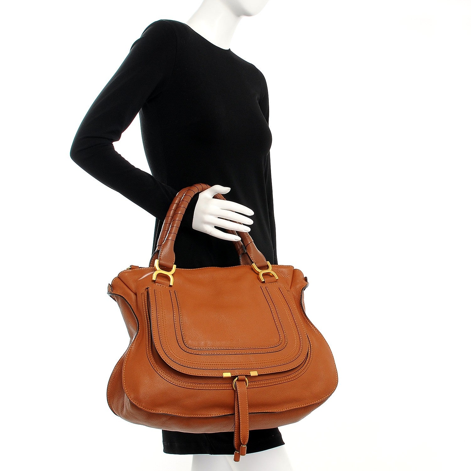 Chloe Calfskin Large Marcie Satchel Tan 2 of 8