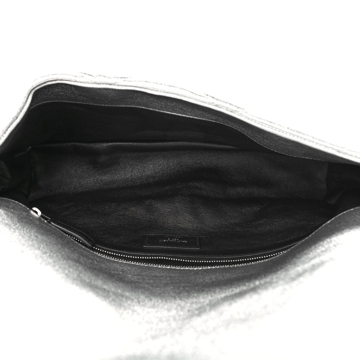 Metallic Lambskin Quilted Sade Puffer Envelope Clutch Argento