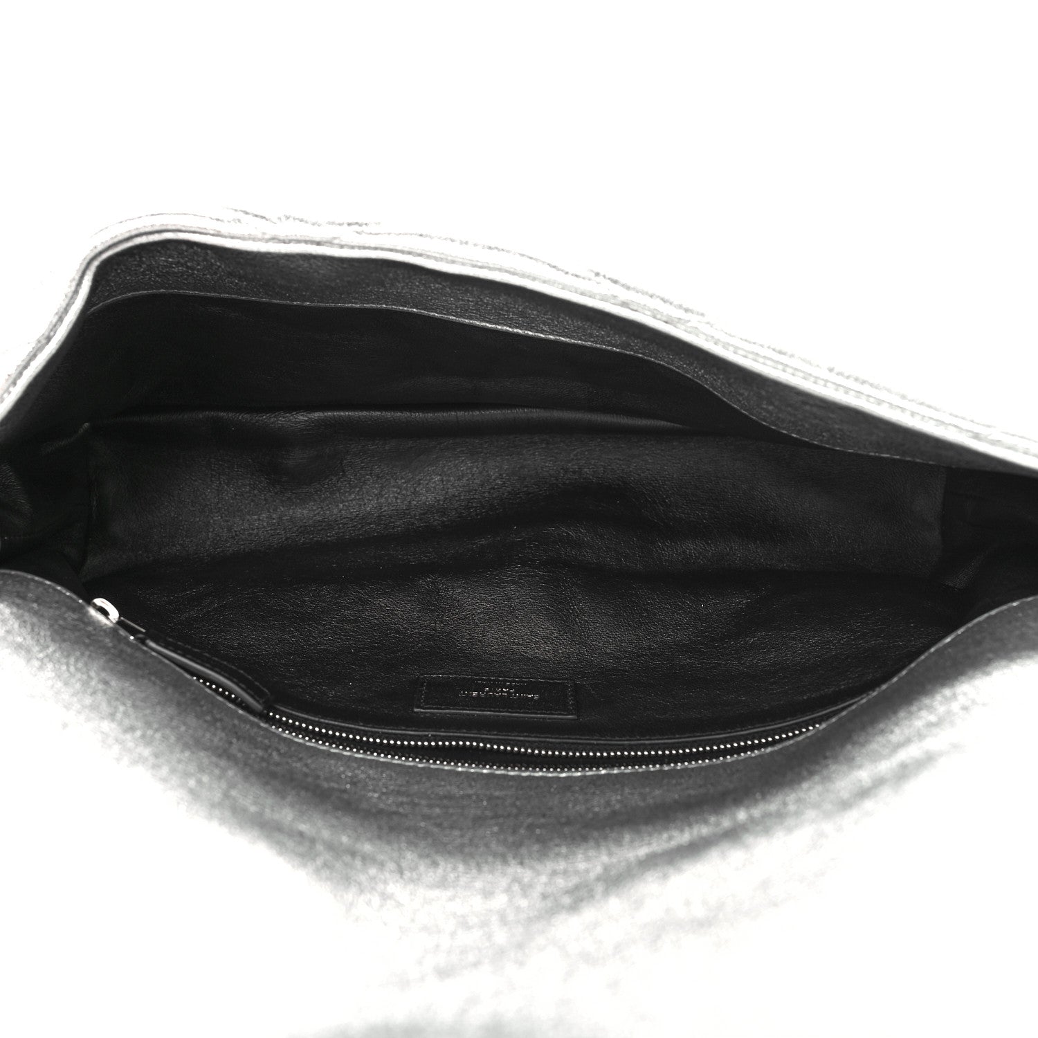 Saint Laurent Metallic Lambskin Quilted Sade Puffer Envelope Clutch Argento 5 of 10
