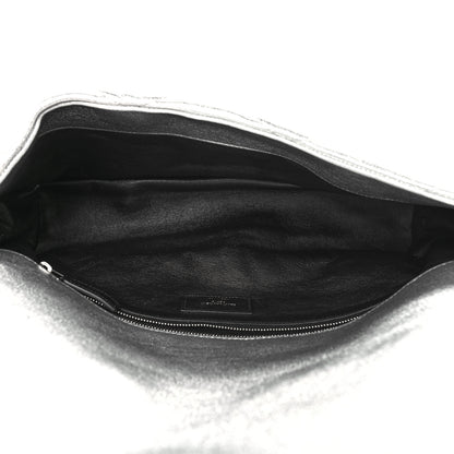 Saint Laurent Metallic Lambskin Quilted Sade Puffer Envelope Clutch Argento 5 of 10