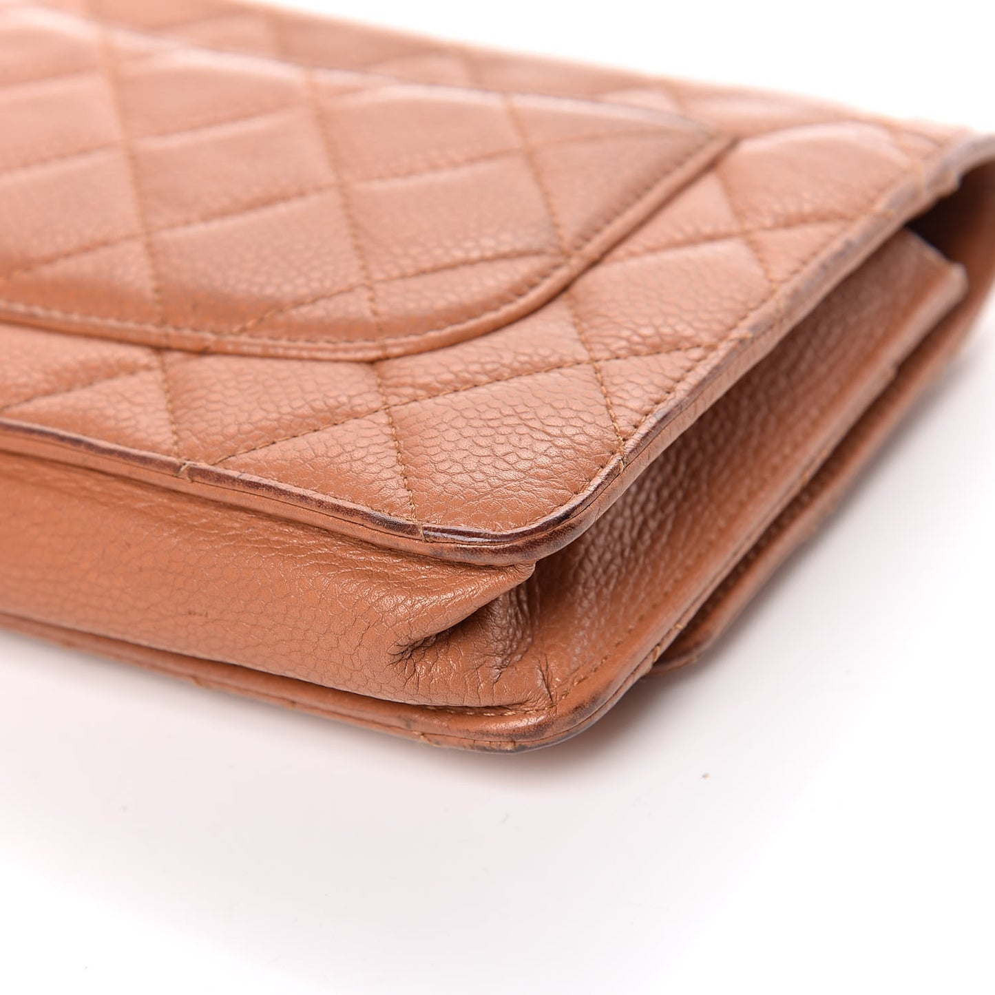 Caviar Quilted Wallet On Chain WOC Tan