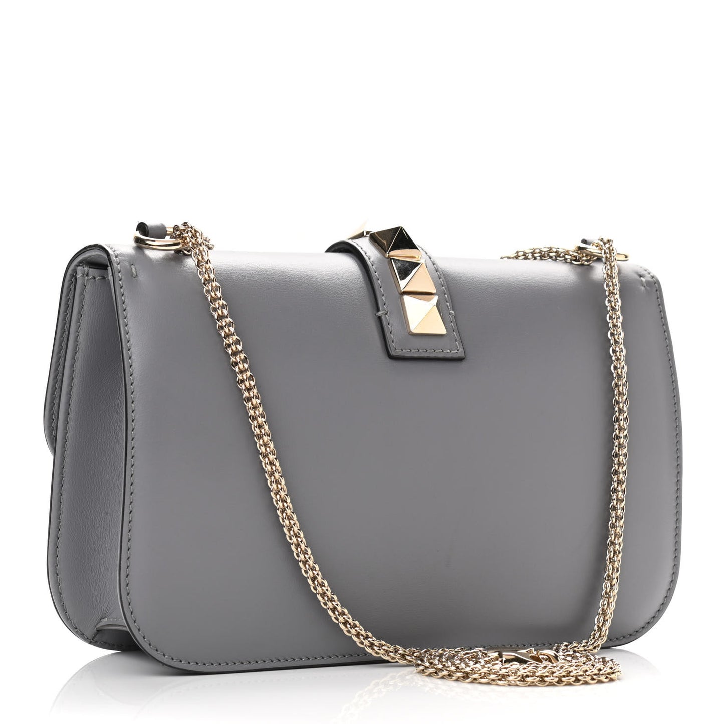 Vitello Medium Glam Lock Rockstud Flap London Stone