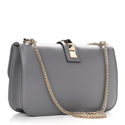 Valentino Garavani Vitello Medium Glam Lock Rockstud Flap London Stone 2 of 8