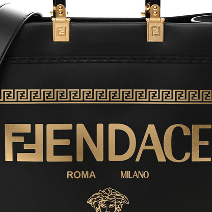 Fendi X VERSACE Calfskin Plexiglass Fendace Medium Fendi Sunshine Shopper Tote Black 8 of 11