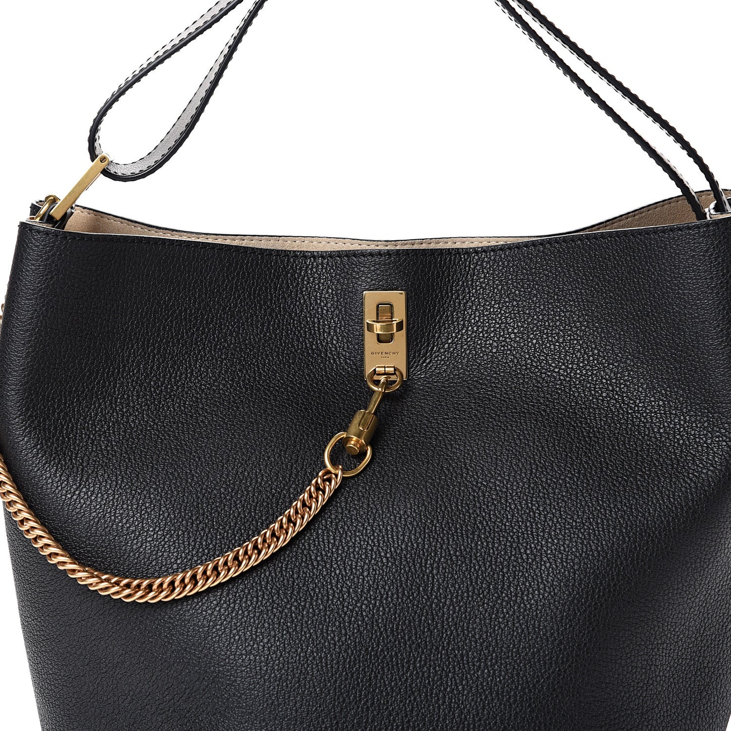 Grained Calfskin GV Bucket Bag Black
