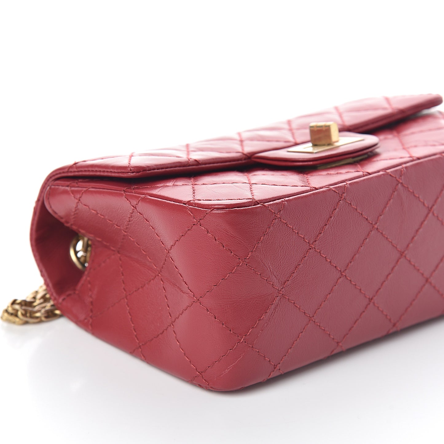 Aged Calfskin Quilted 2.55 Reissue Mini Flap Red