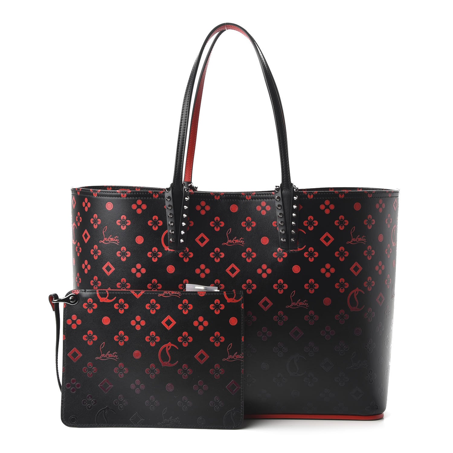 Christian Louboutin Perforated Calfskin Degrade Loubinthesky East West Cabata Tote Black Red 1 of 9