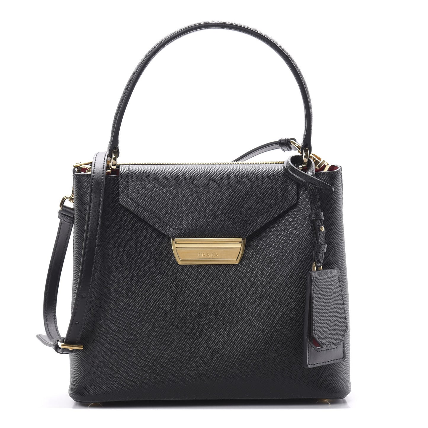 Saffiano Small Ingrid Top Handle Bag Black