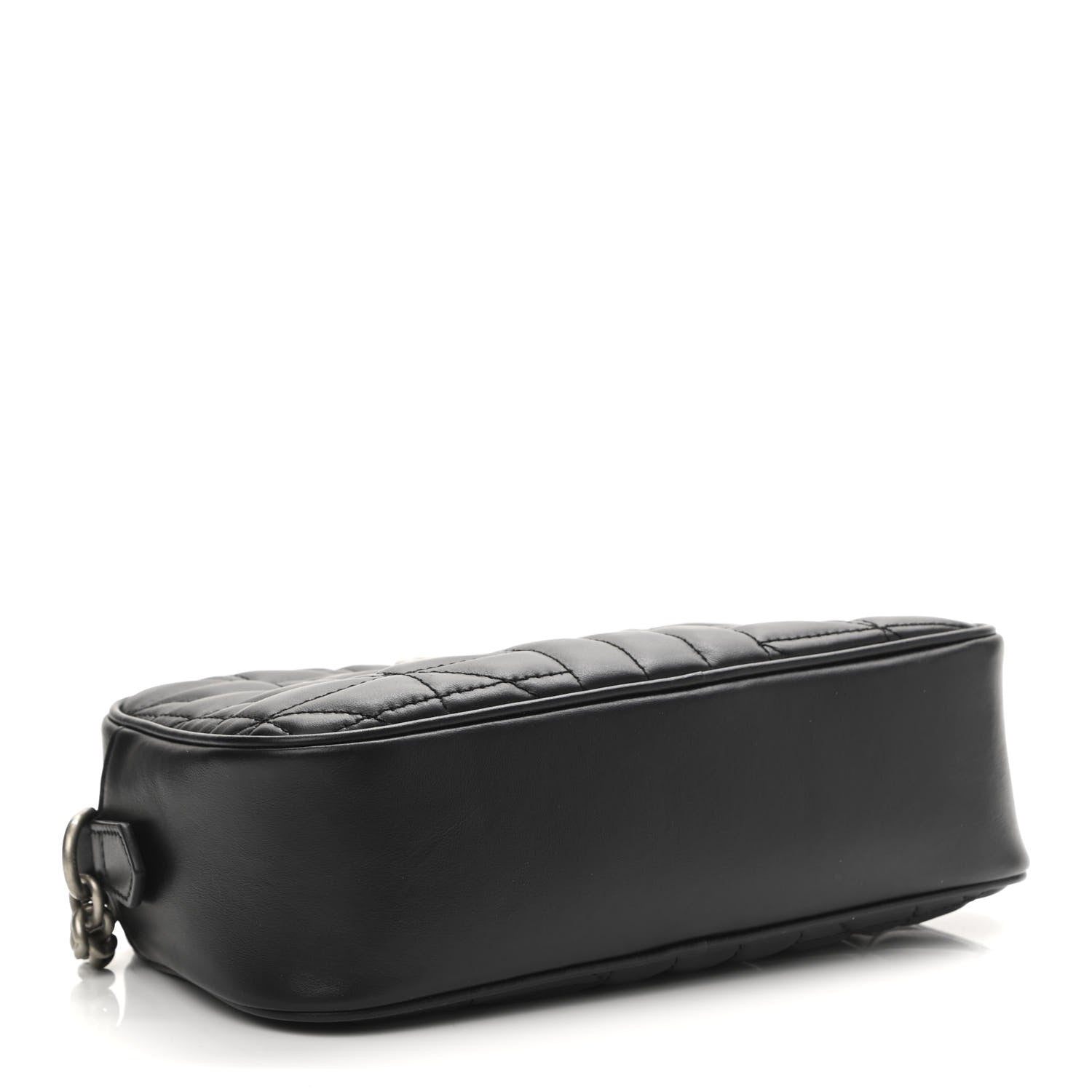 Gucci Calfskin Matelasse Aria Small GG Marmont Chain Shoulder Bag Black 4 of 11