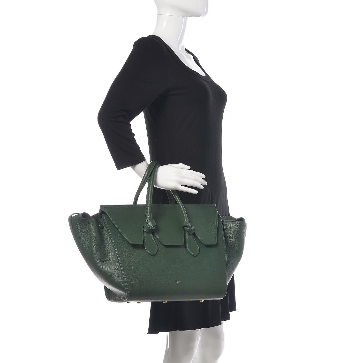 Celine Crisped Calfskin Medium Tie Knot Tote Dark Green 2 of 9