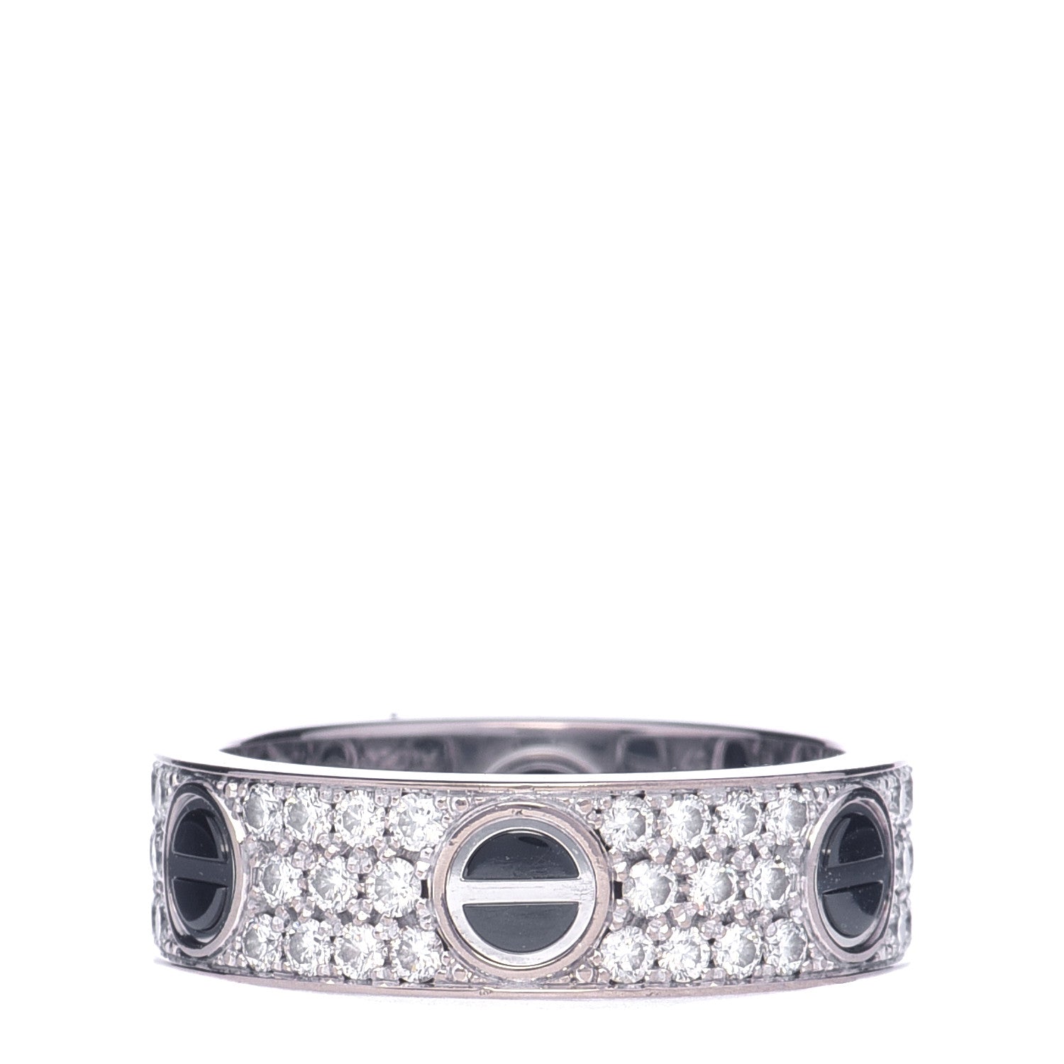 Cartier 18K White Gold Diamond Ceramic LOVE Paved Ring 57 8 1 of 7