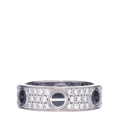 Cartier 18K White Gold Diamond Ceramic LOVE Paved Ring 57 8 1 of 7