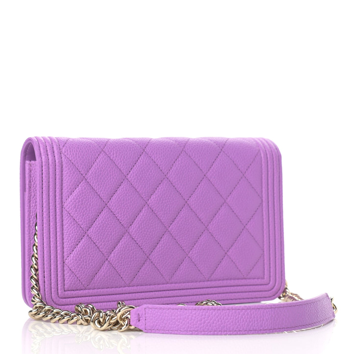 Caviar Quilted Boy Wallet On Chain WOC Purple