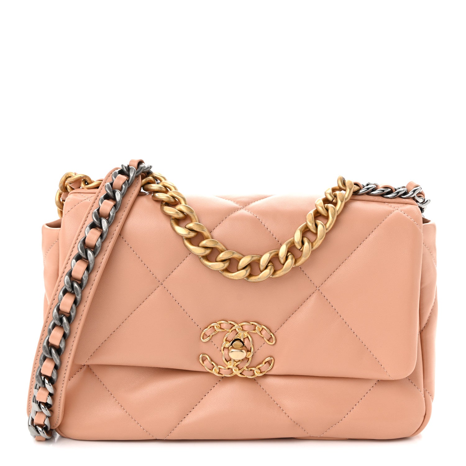 Chanel Lambskin Quilted Medium Chanel 19 Flap Beige 1 of 11