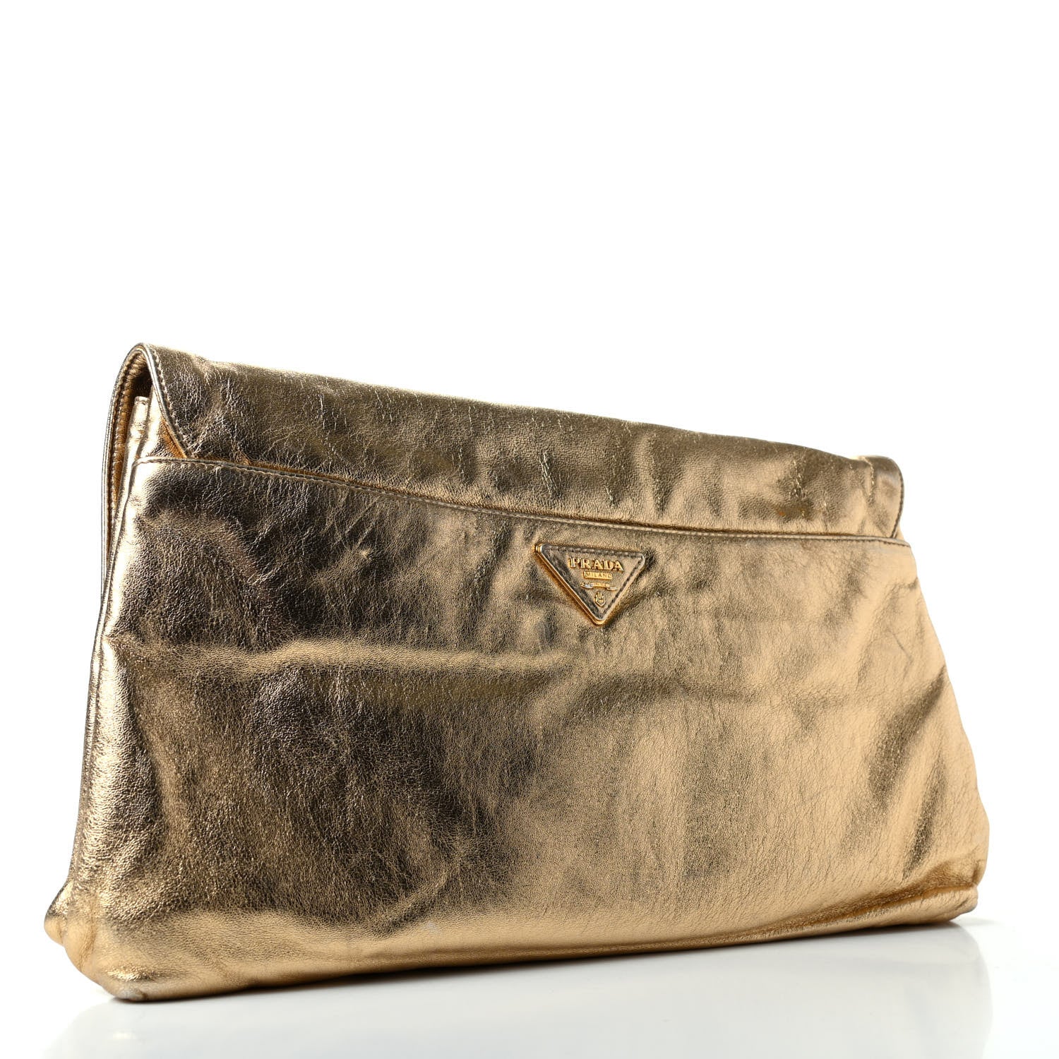 Prada Nappa Flame Flap Clutch Platino 3 of 7