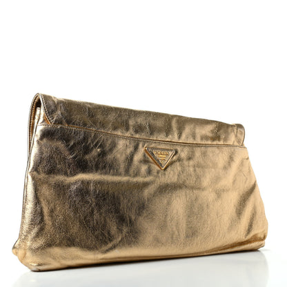 Prada Nappa Flame Flap Clutch Platino 3 of 7