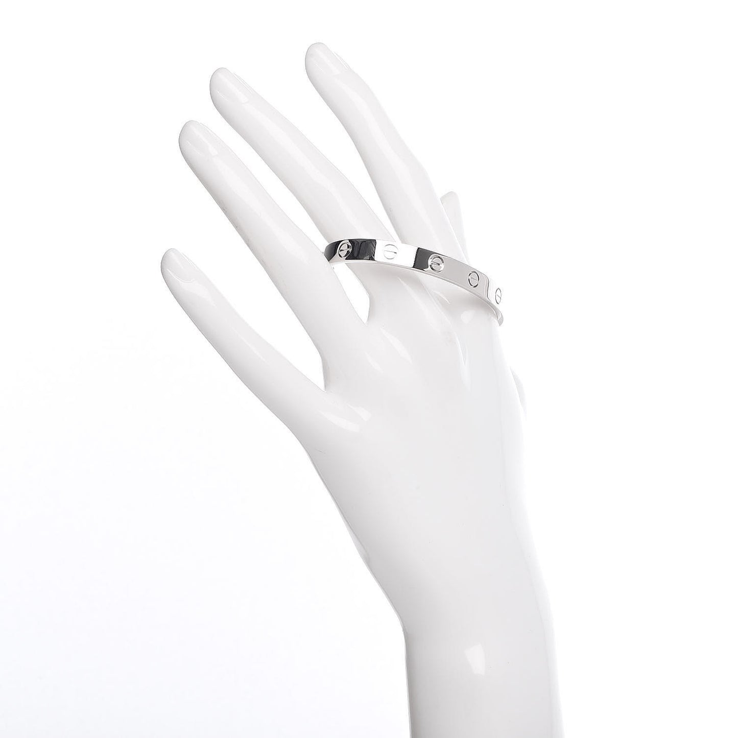 18K White Gold LOVE Cuff Bracelet 16