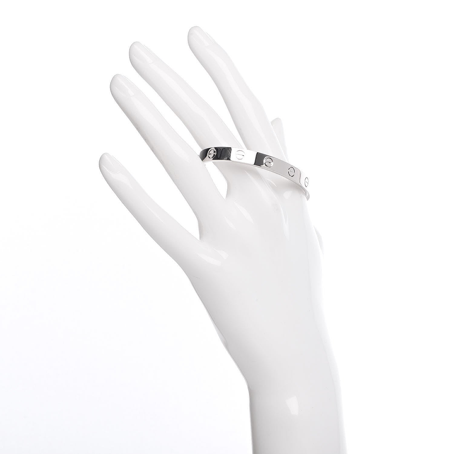 Cartier 18K White Gold LOVE Cuff Bracelet 16 2 of 6