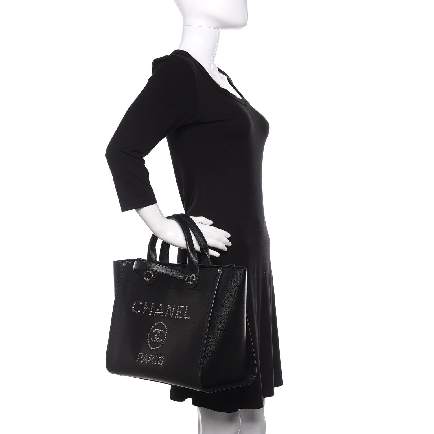 Chanel Caviar Small Studded Deauville Tote Black 2 of 10