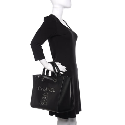 Chanel Caviar Small Studded Deauville Tote Black 2 of 10