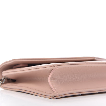 Saint Laurent Grain De Poudre Matelasse Chevron Monogram Envelope Chain Wallet Pale Pink 6 of 9