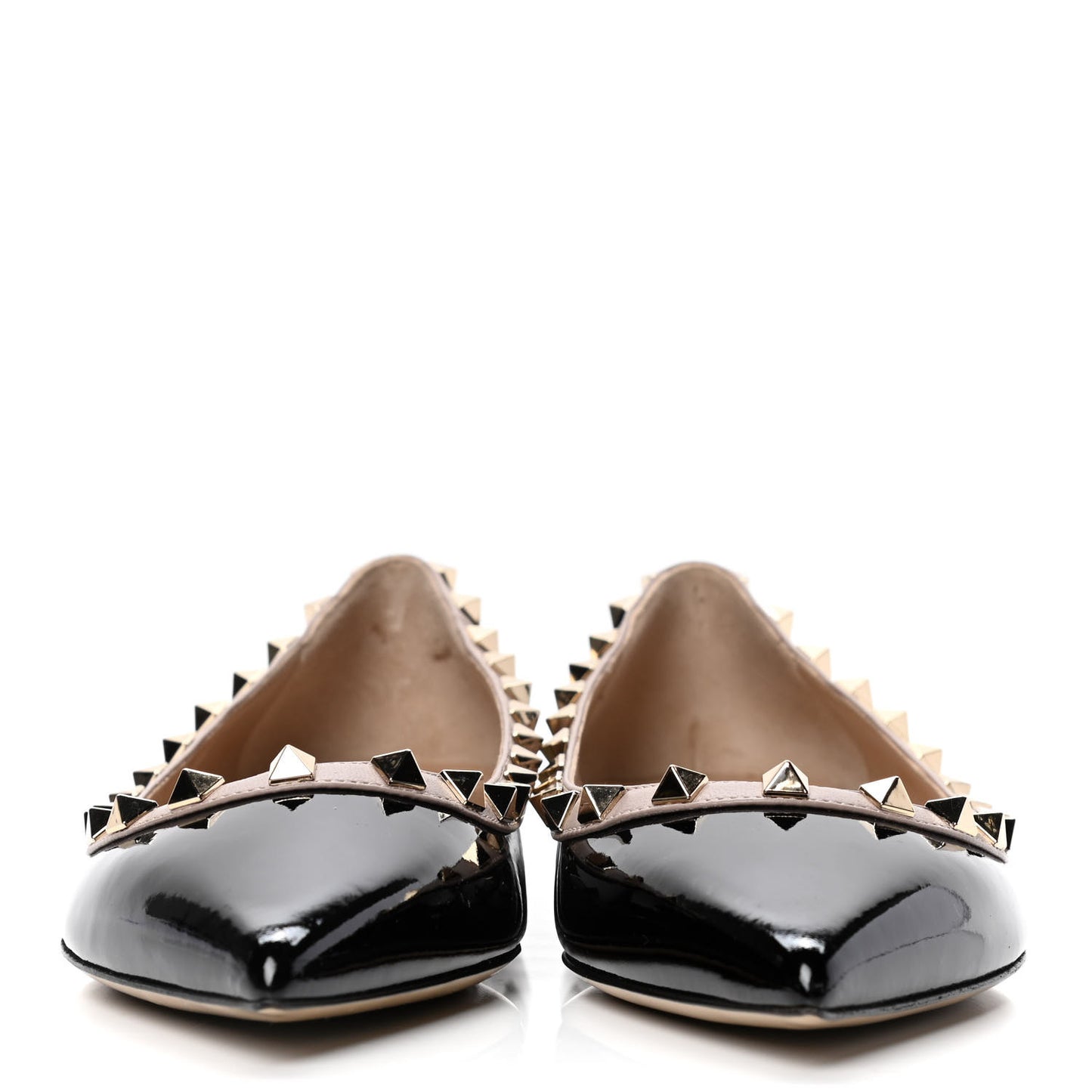 Patent Nappa Rockstud Ballerina Flats 38 Black Poudre