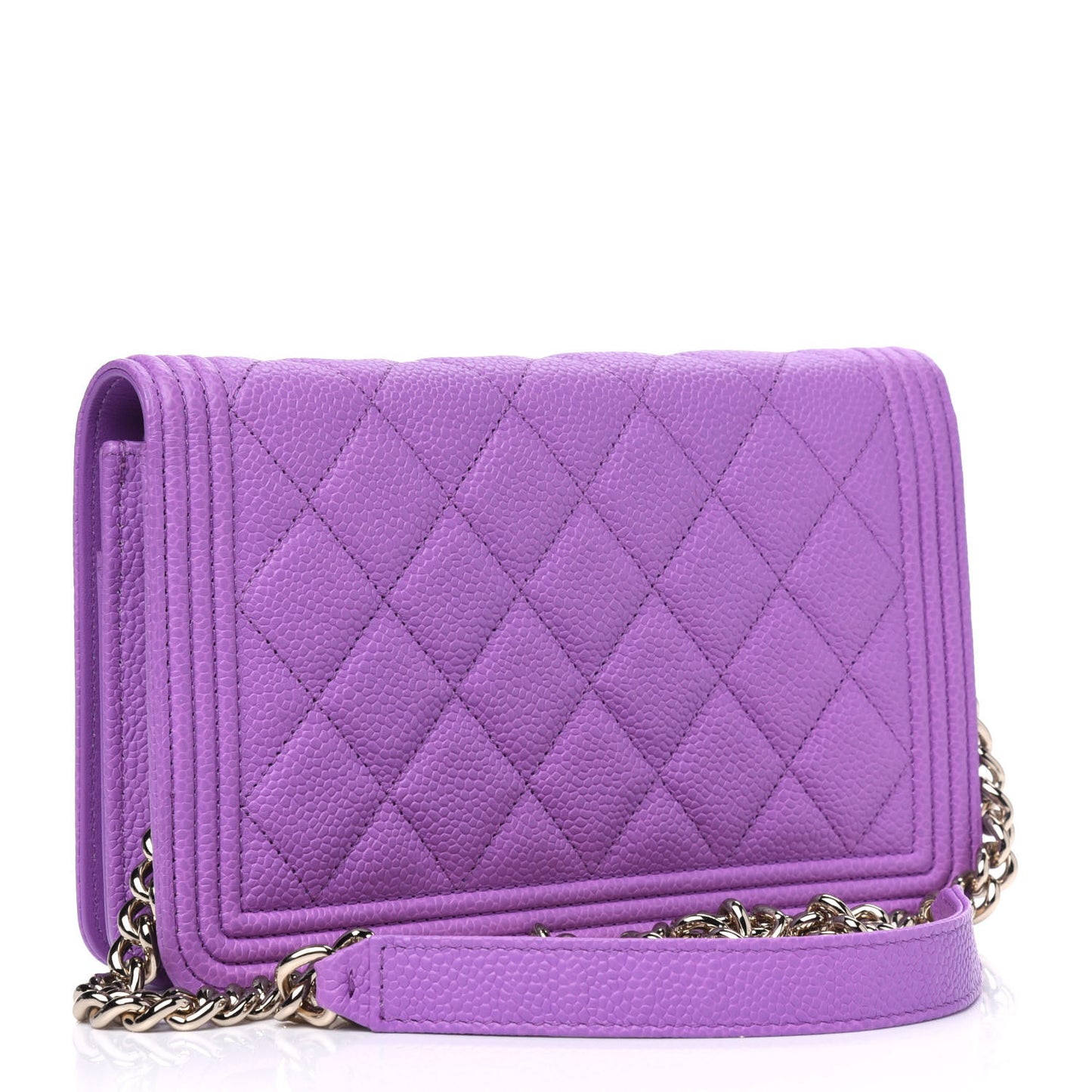 Caviar Quilted Boy Wallet On Chain WOC Purple