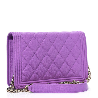 Chanel Caviar Quilted Boy Wallet On Chain WOC Purple 2 of 5