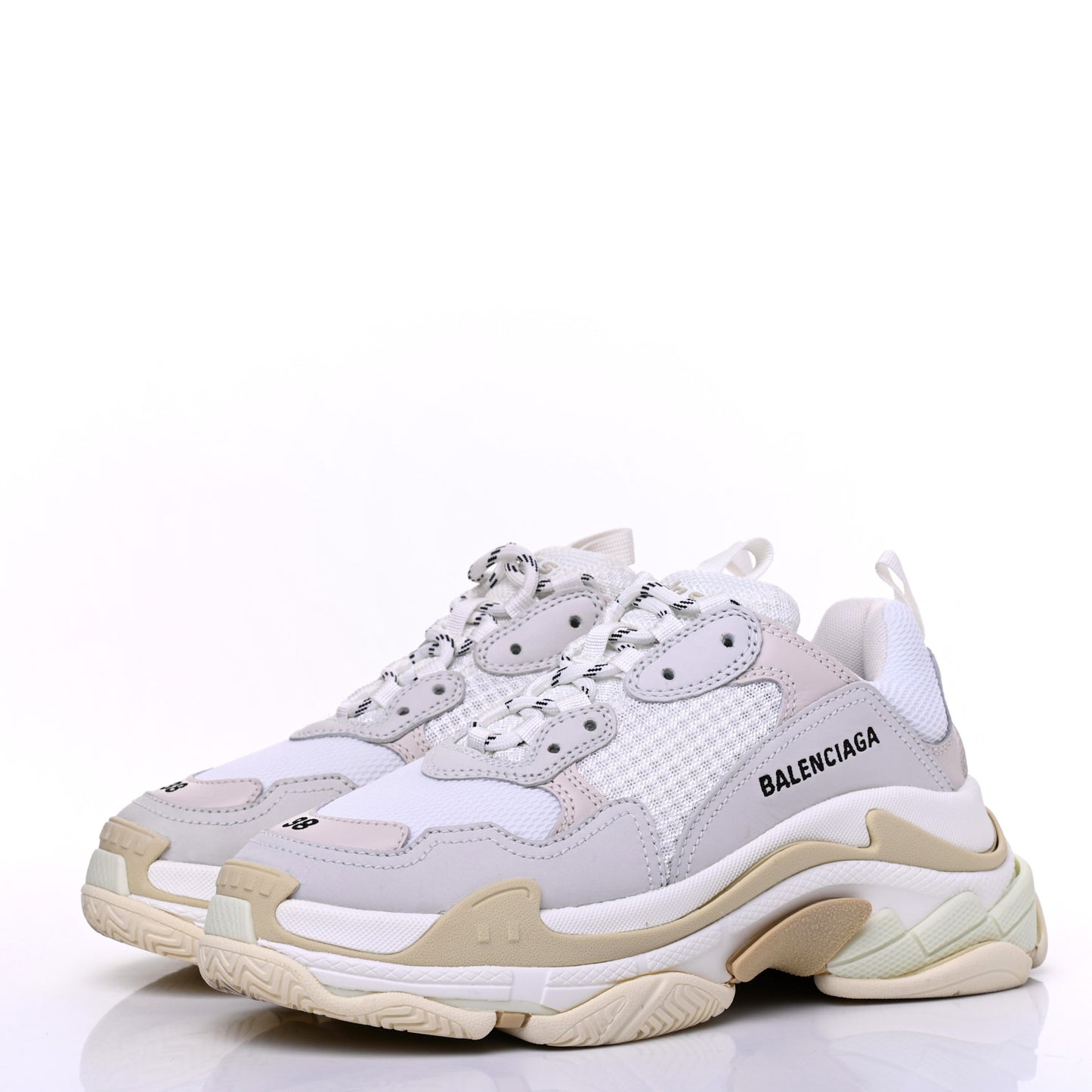Fabric Mesh Womens Triple S Sneakers 38 White