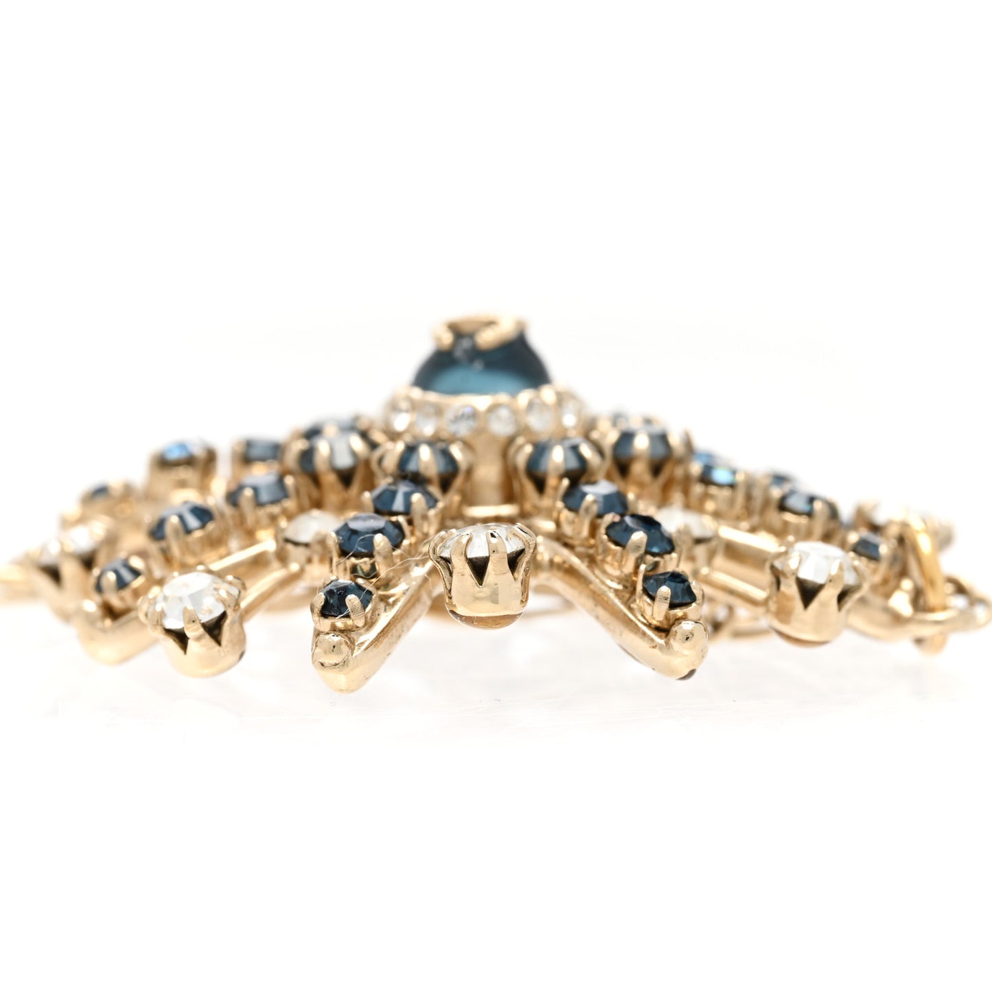 Crystal Snowflake CC Pendant Necklace Gold Blue