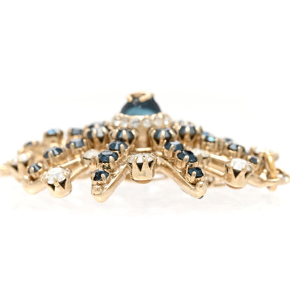 Chanel Crystal Snowflake CC Pendant Necklace Gold Blue 5 of 7