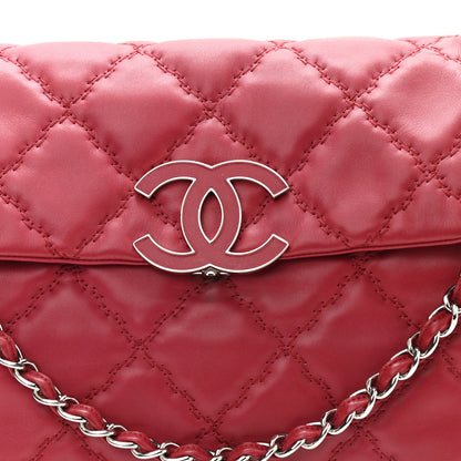 Chanel Calfskin Double Stitch Large Hamptons Flap Bag Red 8 of 10