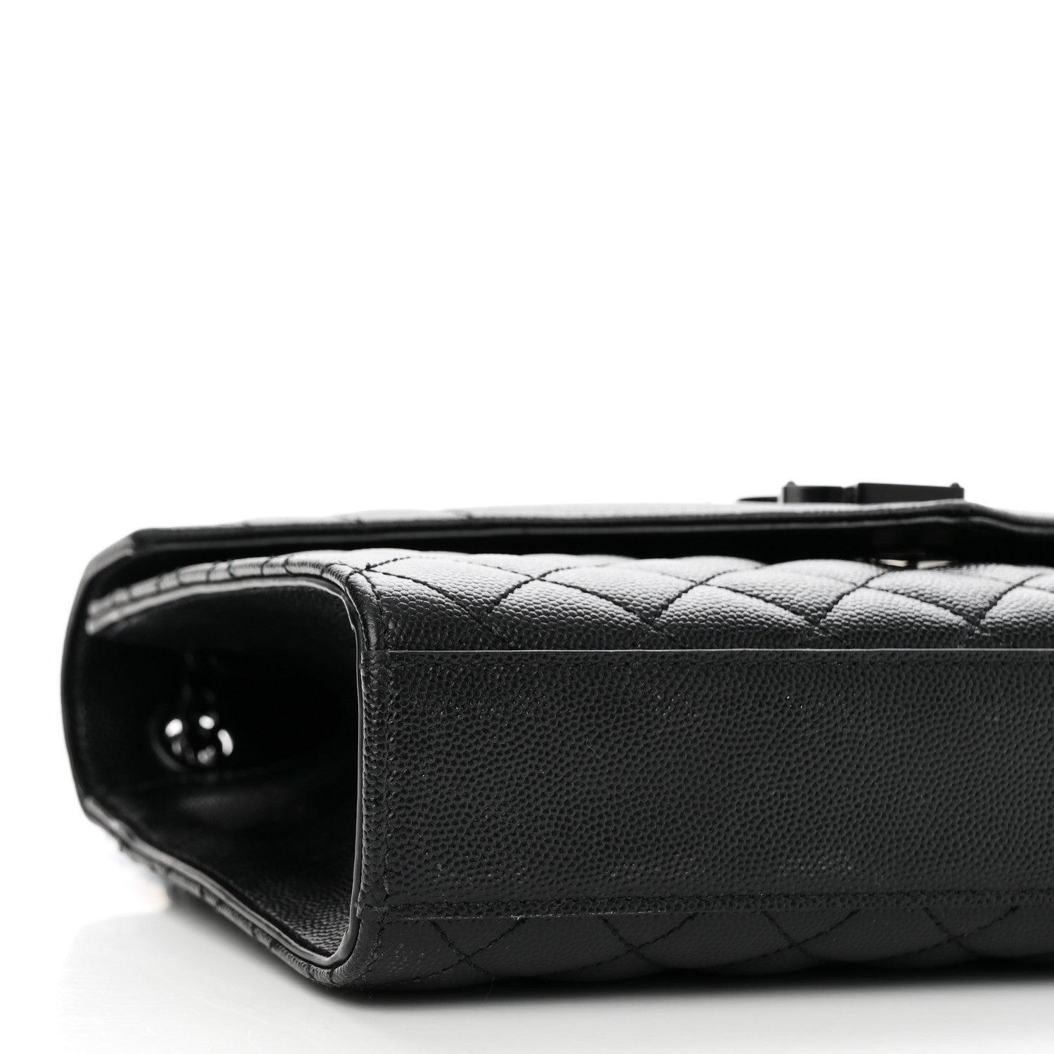 Saint Laurent Grain De Poudre Textured Mixed Matelasse Triquilt Medium Monogram Monochrome Satchel Black 8 of 8