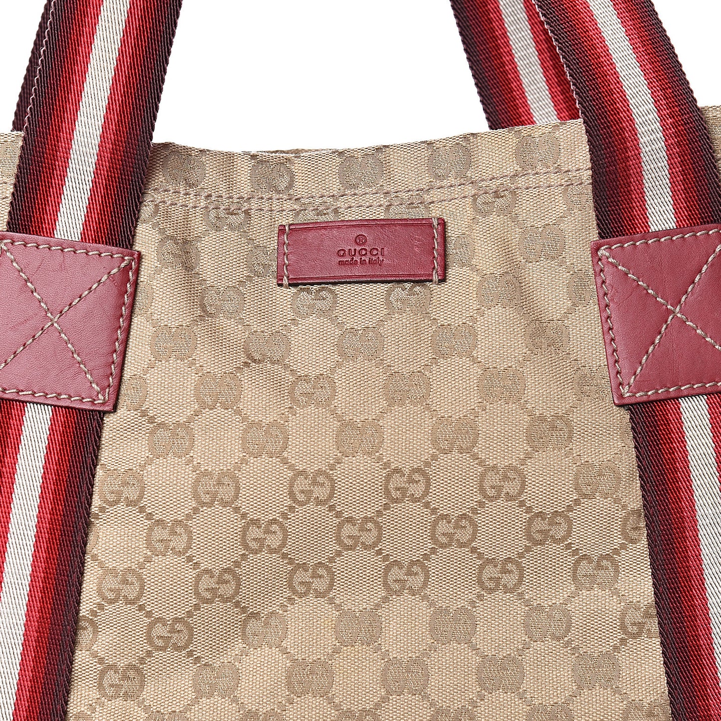 GG Monogram Medium Web Handle Vertical Tote Red