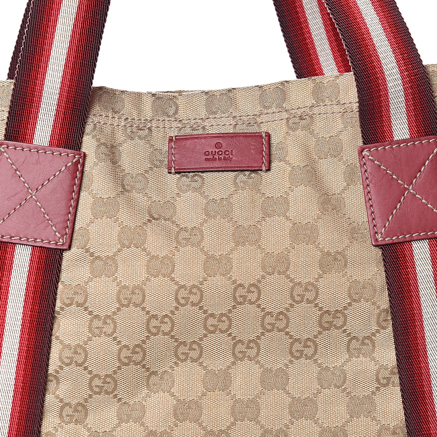 Gucci GG Monogram Medium Web Handle Vertical Tote Red 13 of 13