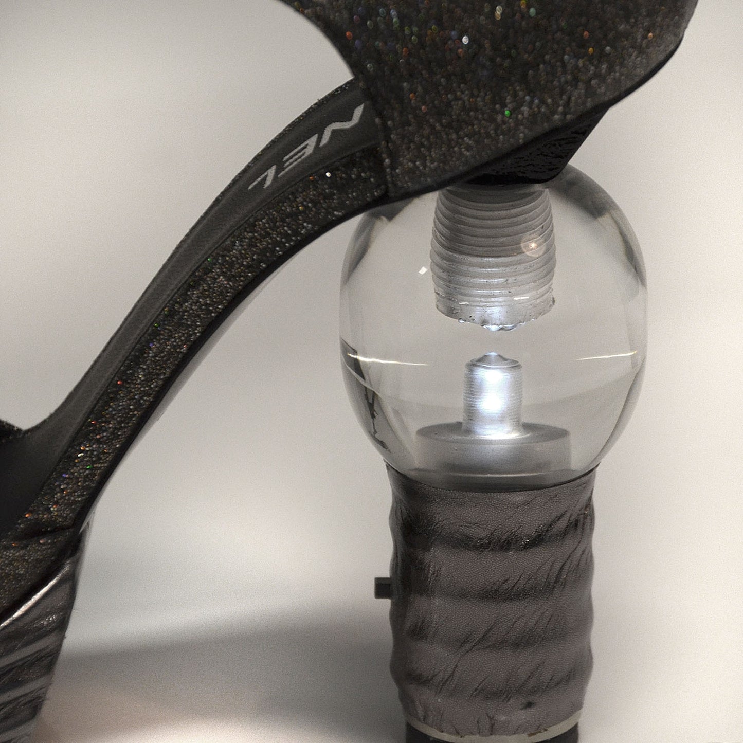 Sequined Goatskin Light Bulb Heels 39 Black