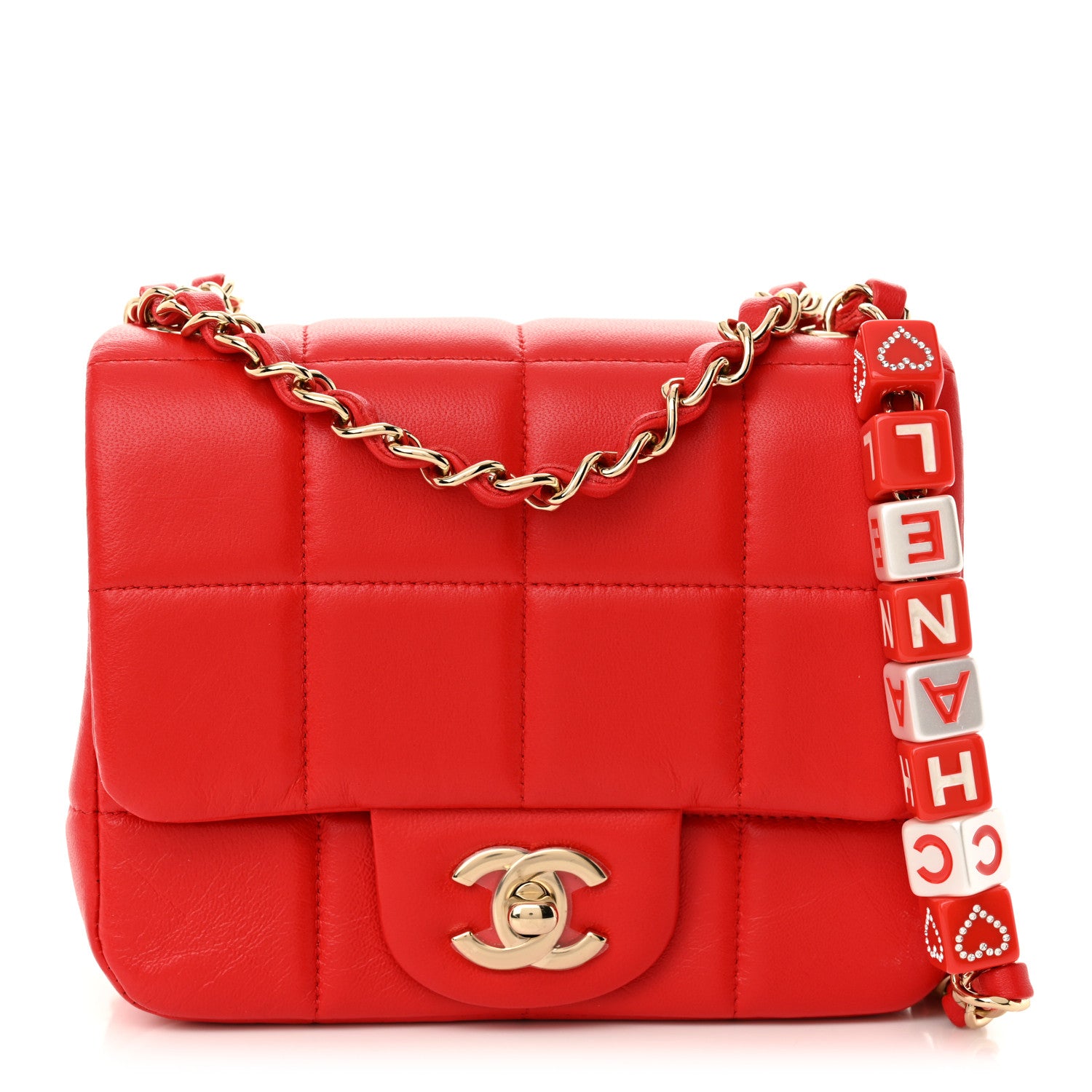 Chanel Lambskin Resin Crystal Square Quilted Monacoco Mini Flap Red 1 of 11