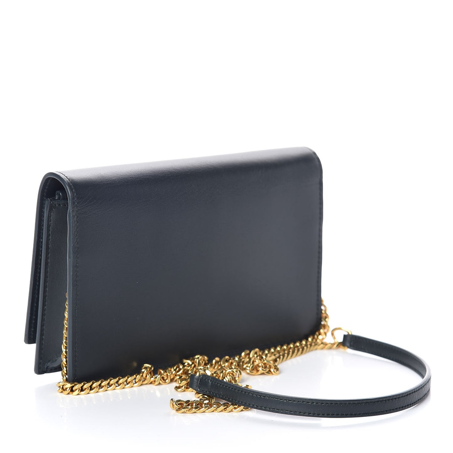 Smooth Calfskin Classic Monogram Kate Tassel Chain Wallet Dark Leaf